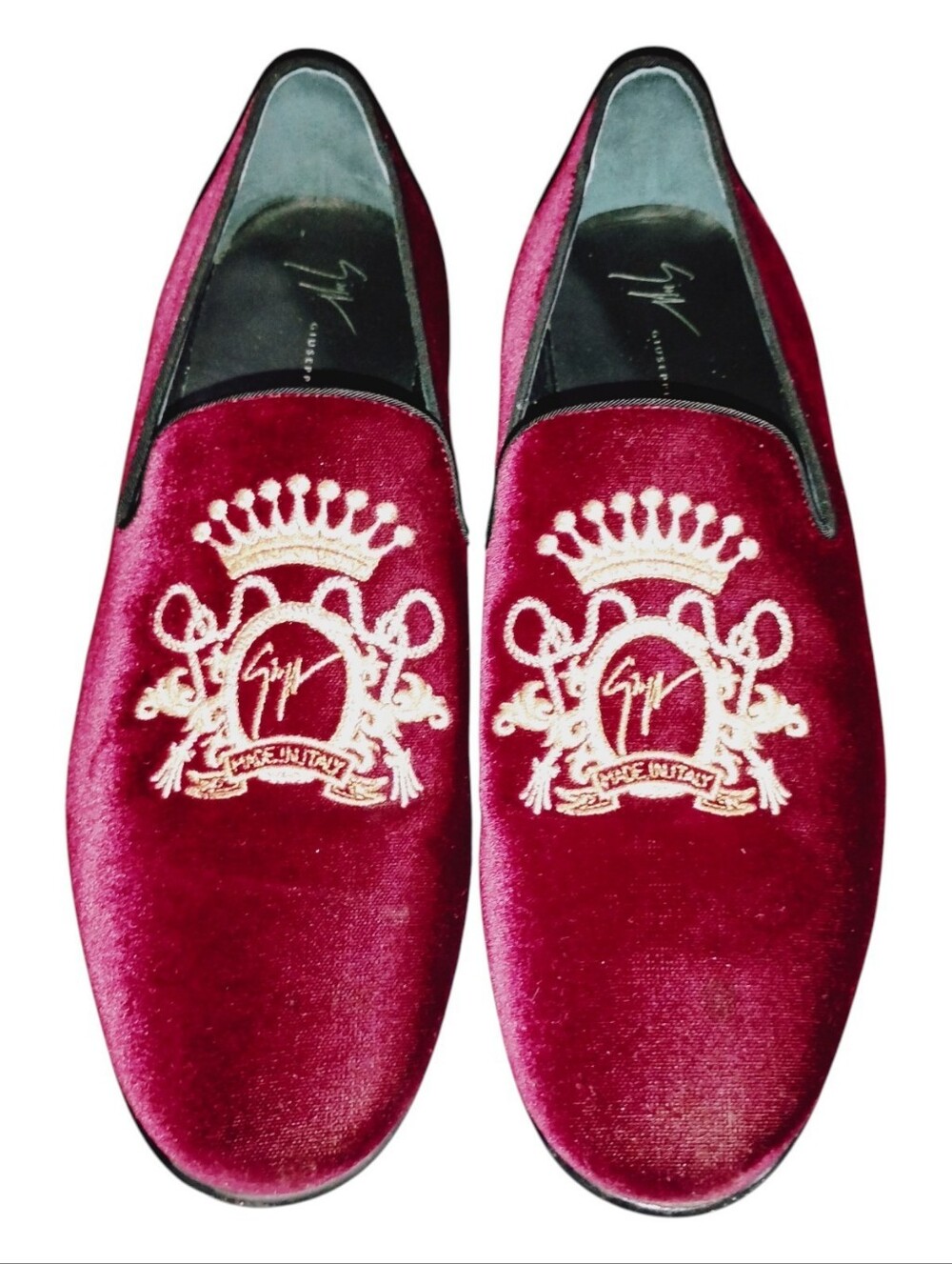 GIUSEPPE ZANOTTI "Terence" ROYAL CREST  Velvet Mens Loafers Sz 10